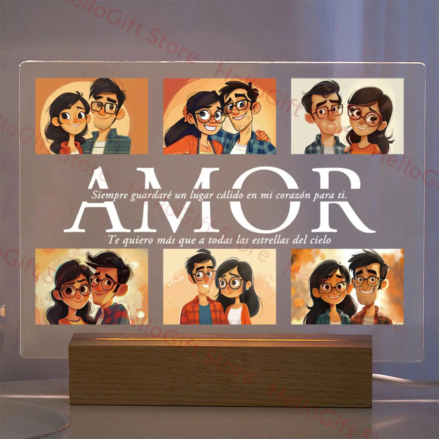 Lampe acrylique 3D personnalisée avec photo et texte, veilleuse personnalisée pour chambre à coucher, maman, papa, amour, famille, anniversaire, cadeau de Noël Ma boutique