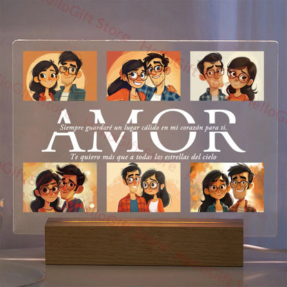 Lampe acrylique 3D personnalisée avec photo et texte, veilleuse personnalisée pour chambre à coucher, maman, papa, amour, famille, anniversaire, cadeau de Noël Ma boutique
