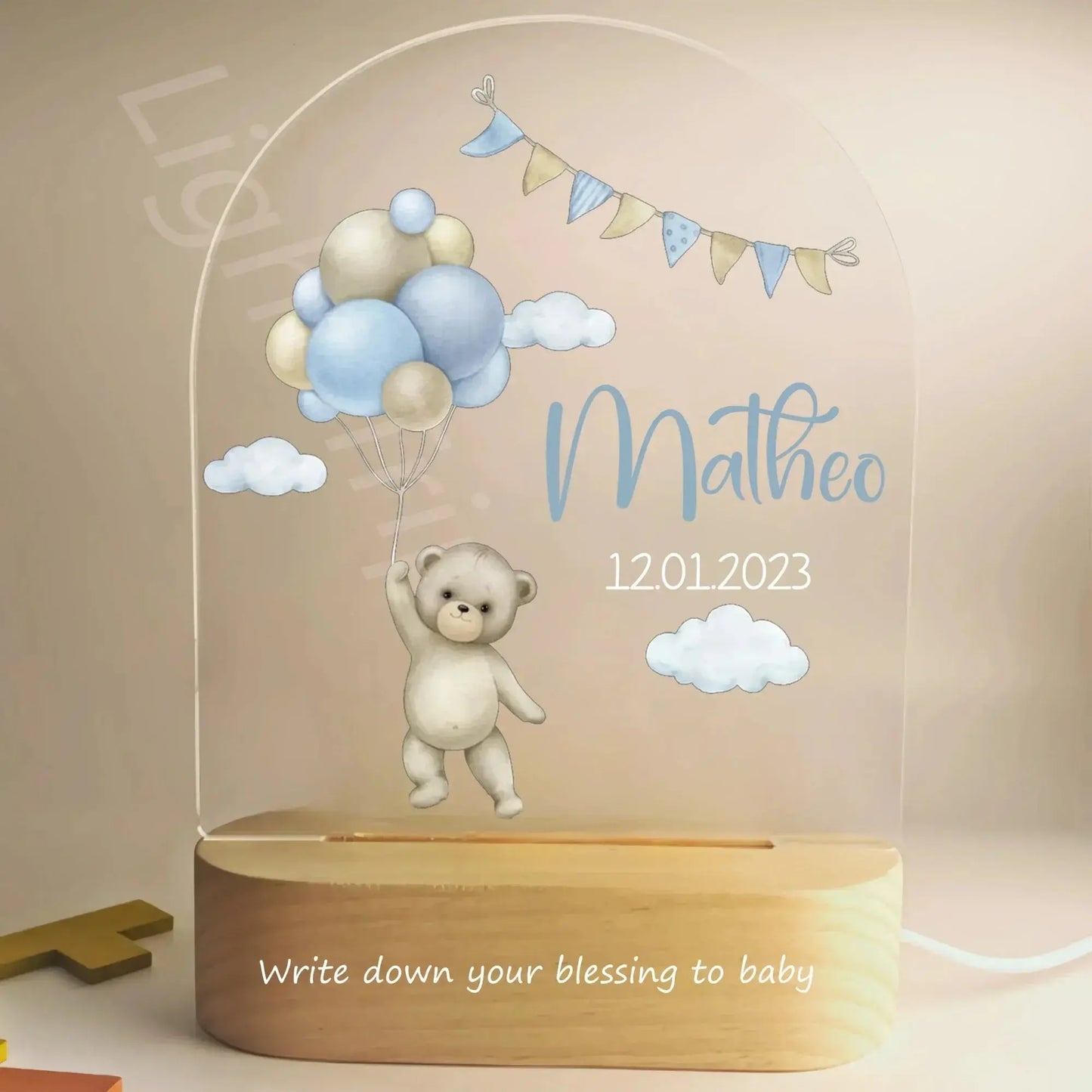 Veilleuse personnalisée bébé, nom personnalisé, Animal, ours, lapin, avec lampe USB, pour chambre à coucher, cadeau d'anniversaire et de noël Cadeaux Personnalisés – Idées Cadeaux Originales & Souvenirs Animaux Décédés