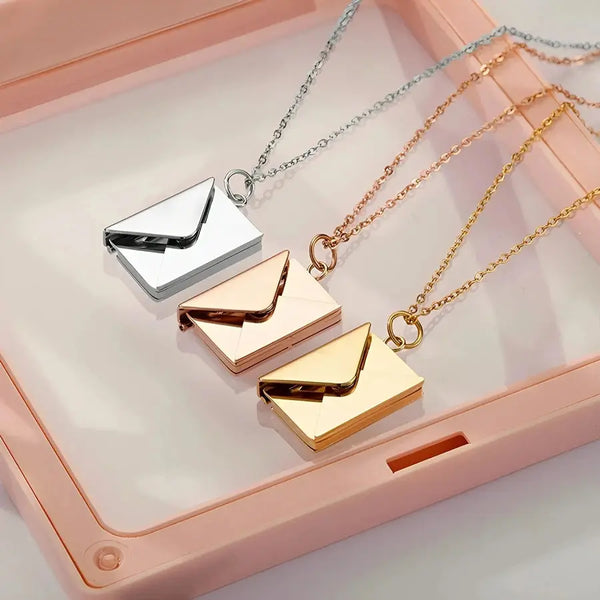 Collier photo enveloppe, adapté aux femmes et aux filles, bijoux cadeaux photo de famille ouvrable en acier inoxydable, pendentif personnalisé Ma boutique