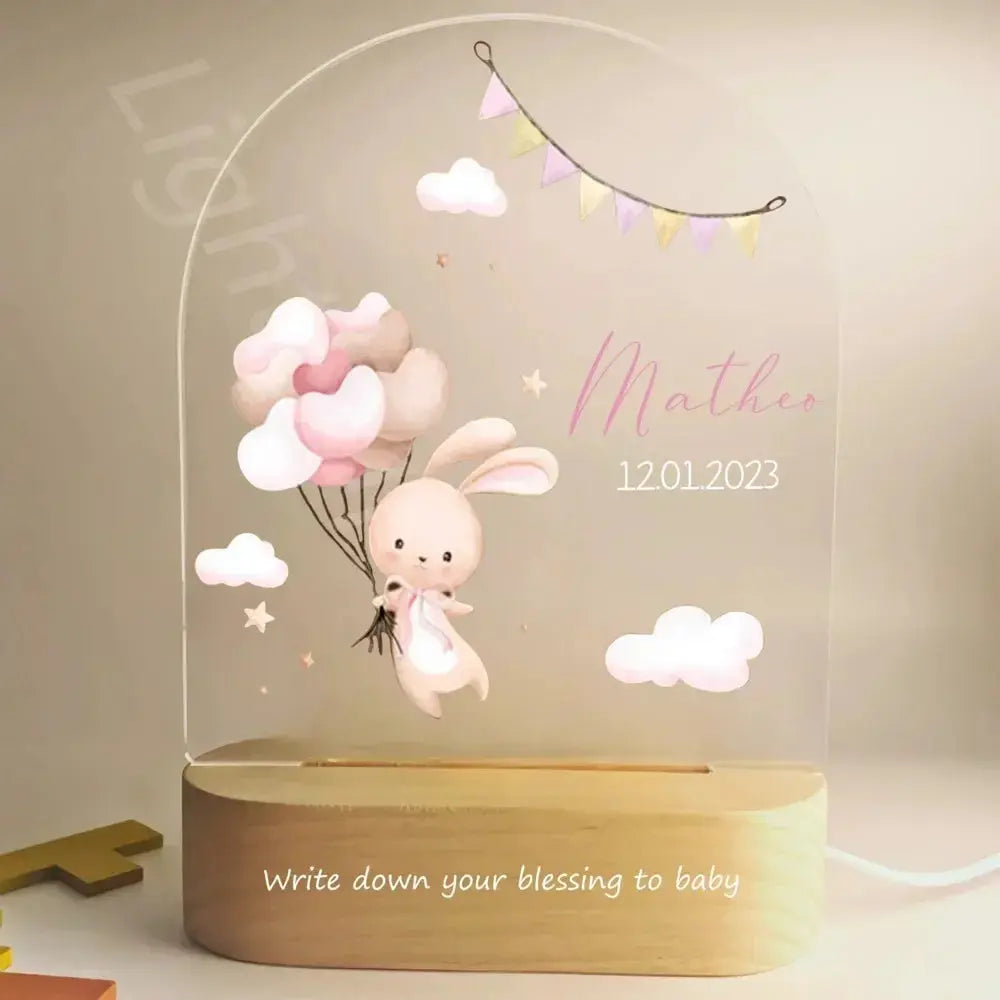 Veilleuse personnalisée bébé, nom personnalisé, Animal, ours, lapin, avec lampe USB, pour chambre à coucher, cadeau d'anniversaire et de noël Cadeaux Personnalisés – Idées Cadeaux Originales & Souvenirs Animaux Décédés