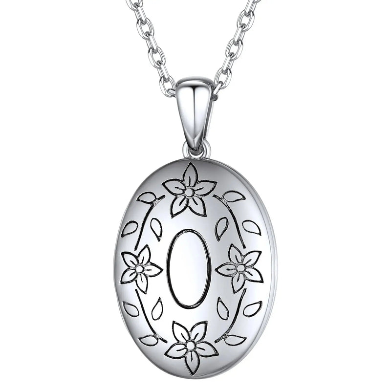 U7 925 argent Sterling personnalisé Photo ovale médaillon collier pour les femmes personnalisé graver fleur votre photo bijoux cadeau pour elle Ma boutique
