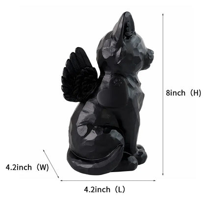 Statue de jardin commémorative d'ange chat noir personnalisé avec caractéristiques d'urne funéraire, 7.4 po (H) Ma boutique