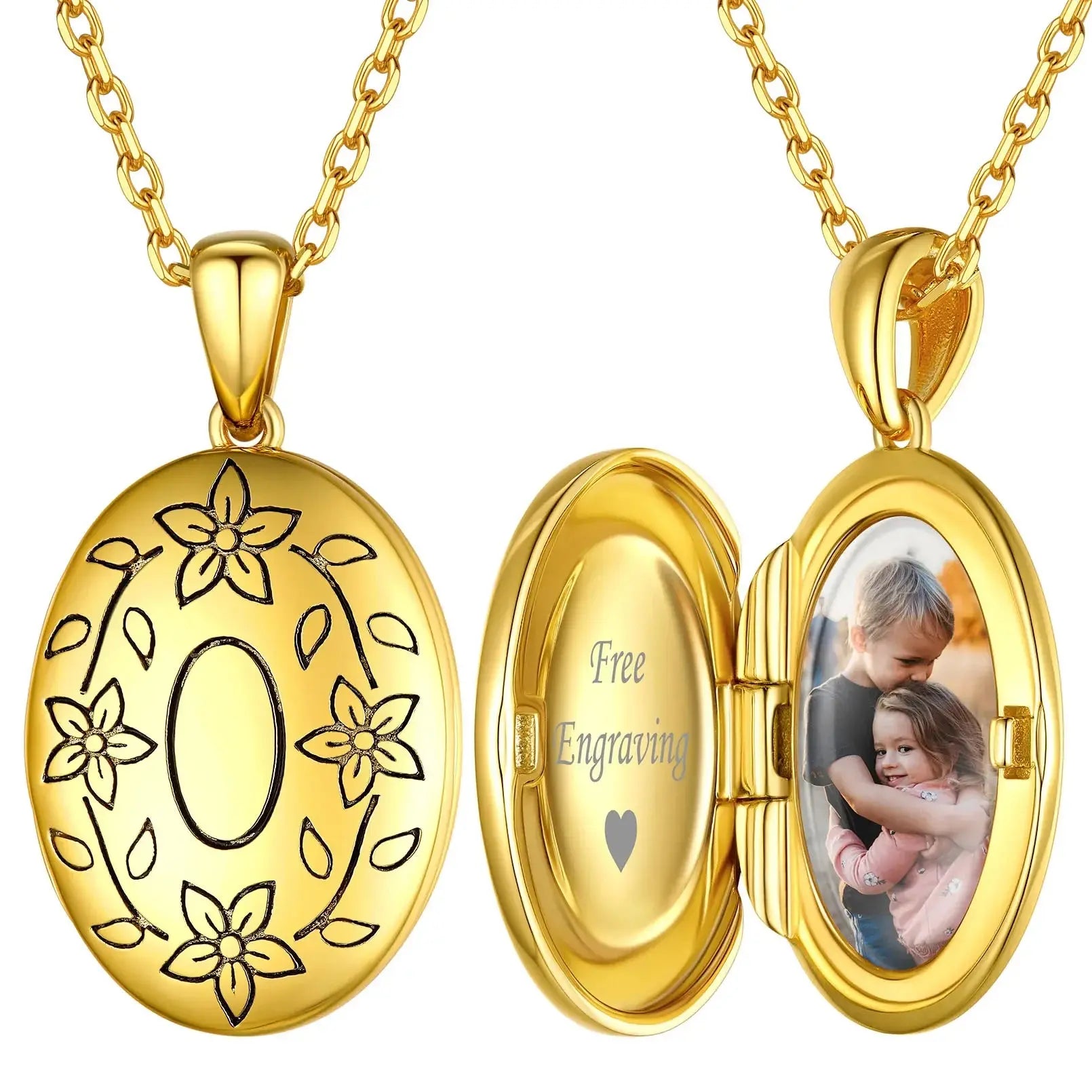 U7 925 argent Sterling personnalisé Photo ovale médaillon collier pour les femmes personnalisé graver fleur votre photo bijoux cadeau pour elle Ma boutique