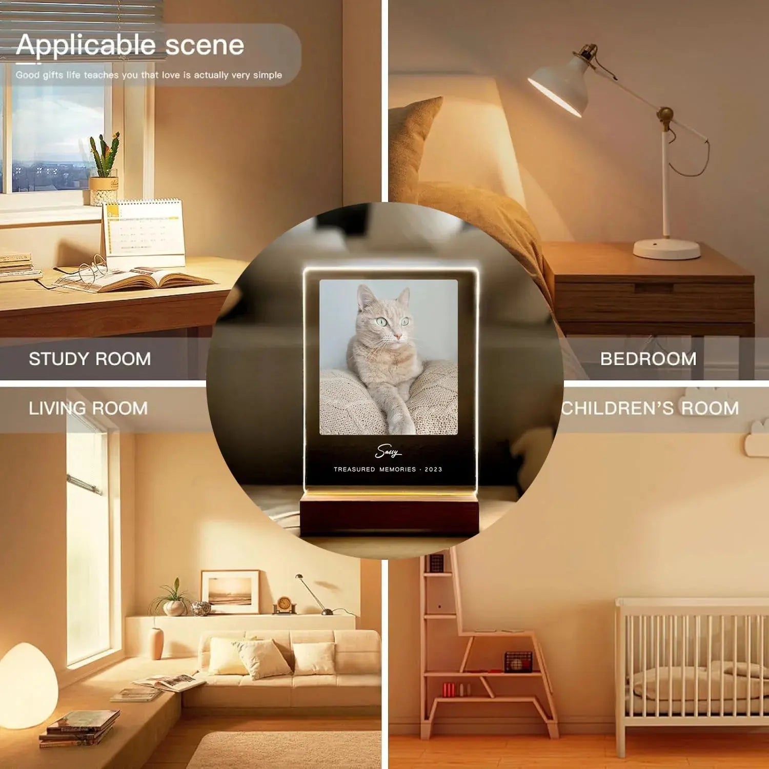 Veilleuse Photo personnalisée animaux de compagnie, cadre personnalisé de noël, cadeau de sympathie pour chat, chien, perte d'animal de compagnie