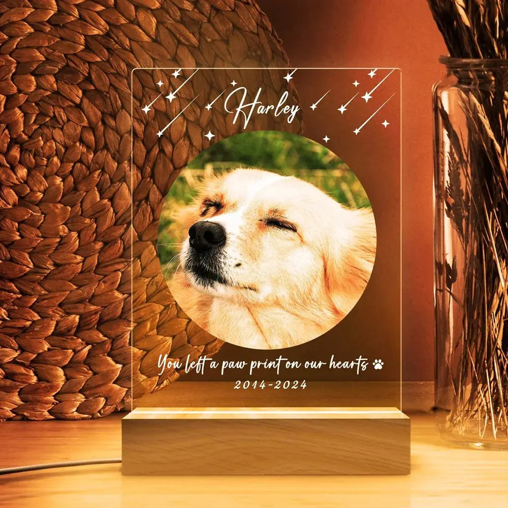 Veilleuse Photo personnalisée pour animaux de compagnie, cadre personnalisé de noël, cadeau de sympathie pour chat, chien, perte d'animal de compagnie, cadeau de noël 