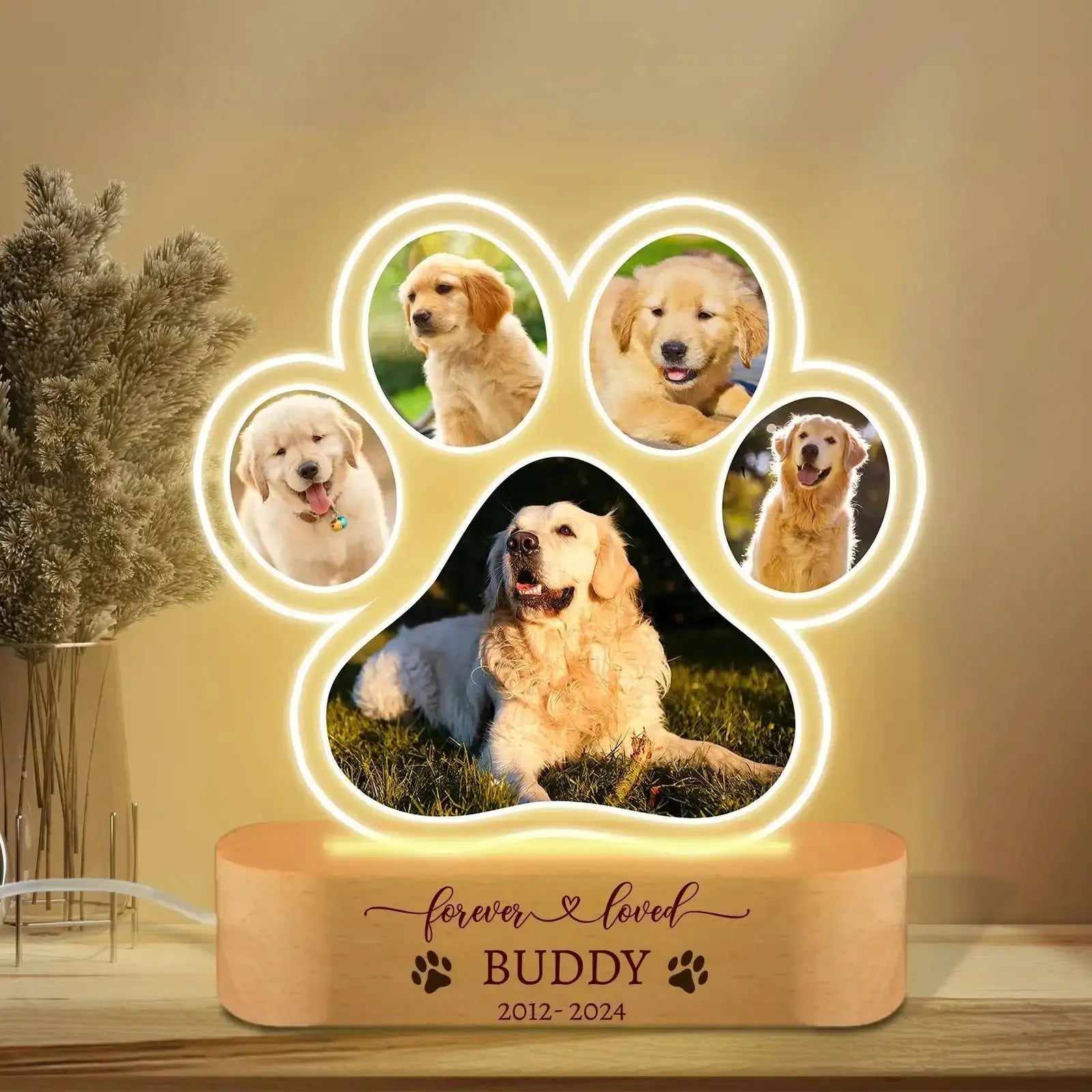 Veilleuse personnalisée avec Photo de chien, cadeau commémoratif pour animaux de compagnie, Plaque commémorative pour animaux de compagnie, cadeau Photo de chat, cadeau personnalisé pour la perte d'animaux de compagnie Ma boutique