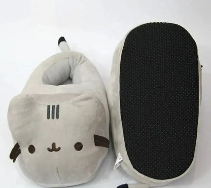 Pantoufles de chat entièrement recouvertes de dessin animé pour hommes et femmes, toboggans d'hiver chauds, chaussures de chambre Anime, doux, peluche, beurre, intérieur, mignon, usage domestique Ma boutique