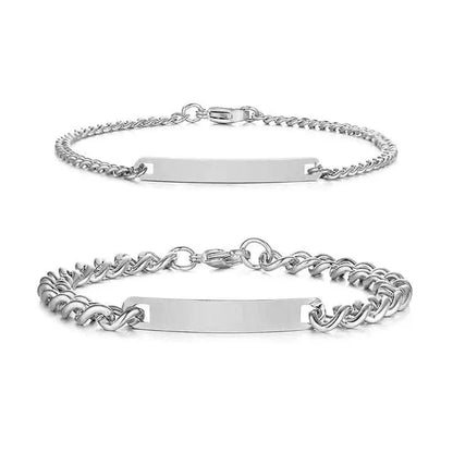 Ensemble de bracelets personnalisés pour couple avec boîte rose, nom personnalisé, barre de date, bijoux pour mari, petit ami, bracelets du jour de Léon pour elle Ma boutique