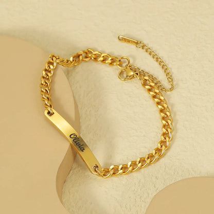 Ensemble de bracelets personnalisés pour couple avec boîte rose, nom personnalisé, barre de date, bijoux pour mari, petit ami, bracelets du jour de Léon pour elle Ma boutique