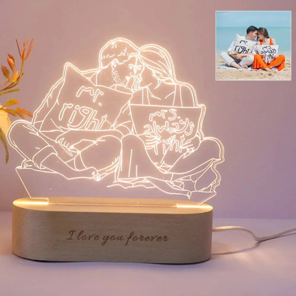 cadeau couple personnalise lampe lumineuse photo