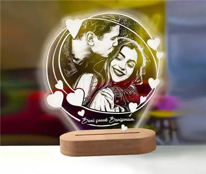 cadeau couple personnalise lampe lumineuse photo