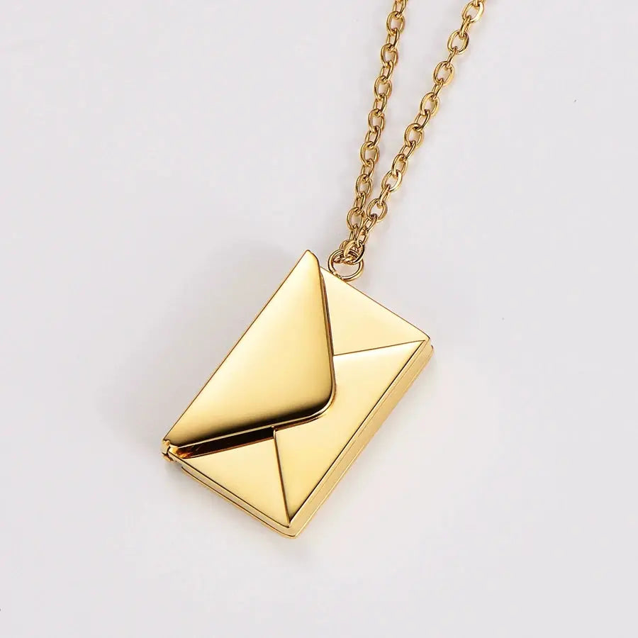 Collier photo enveloppe, adapté aux femmes et aux filles, bijoux cadeaux photo de famille ouvrable en acier inoxydable, pendentif personnalisé Ma boutique