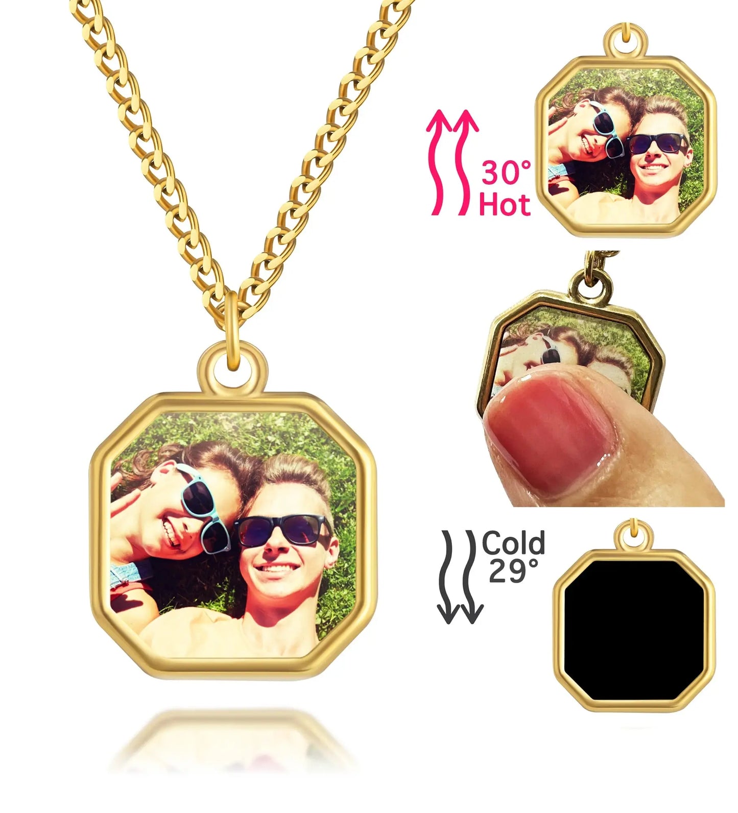 Collier magique personnalisé à commande thermique, colliers avec images cachées personnalisées pour femmes, Photos personnalisables, cadeau de noël pour femmes Ma boutique