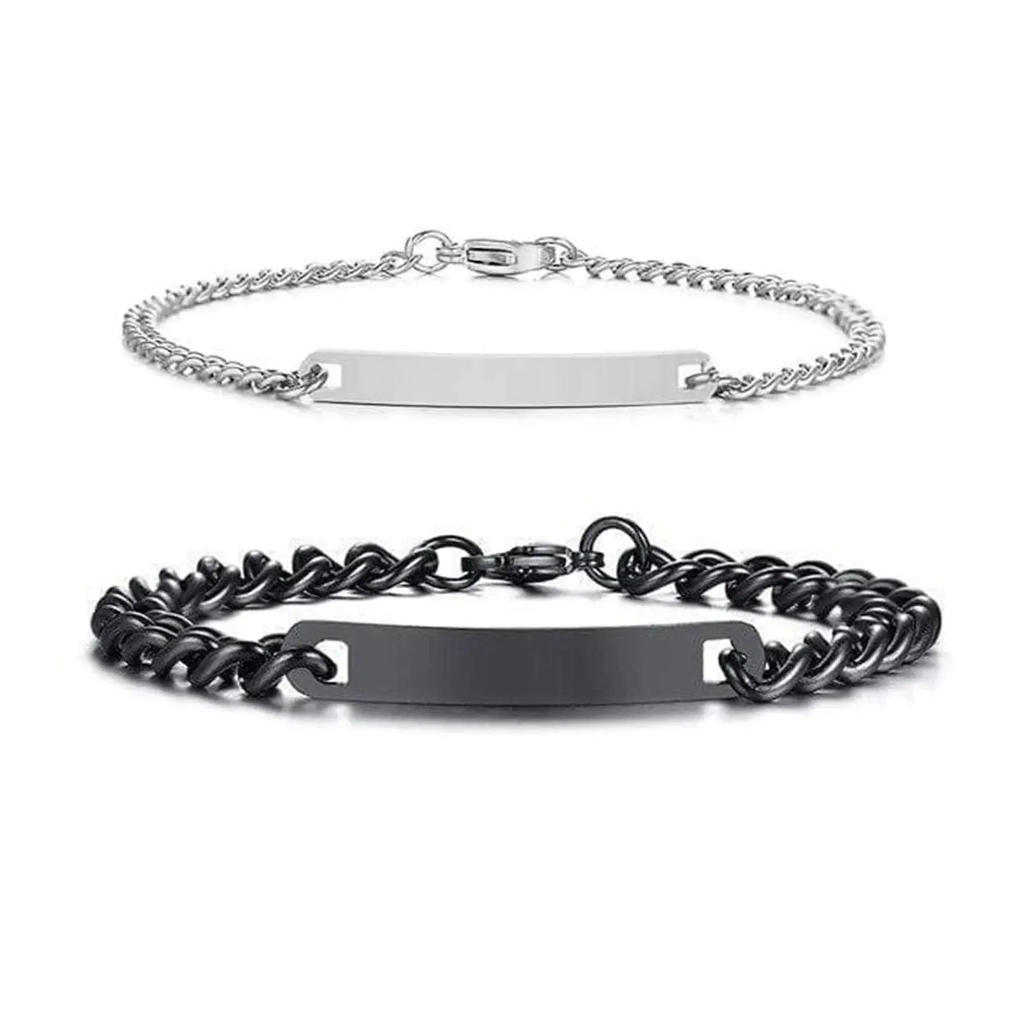 Ensemble de bracelets personnalisés pour couple avec boîte rose, nom personnalisé, barre de date, bijoux pour mari, petit ami, bracelets du jour de Léon pour elle Ma boutique
