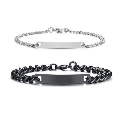 Ensemble de bracelets personnalisés pour couple avec boîte rose, nom personnalisé, barre de date, bijoux pour mari, petit ami, bracelets du jour de Léon pour elle Ma boutique