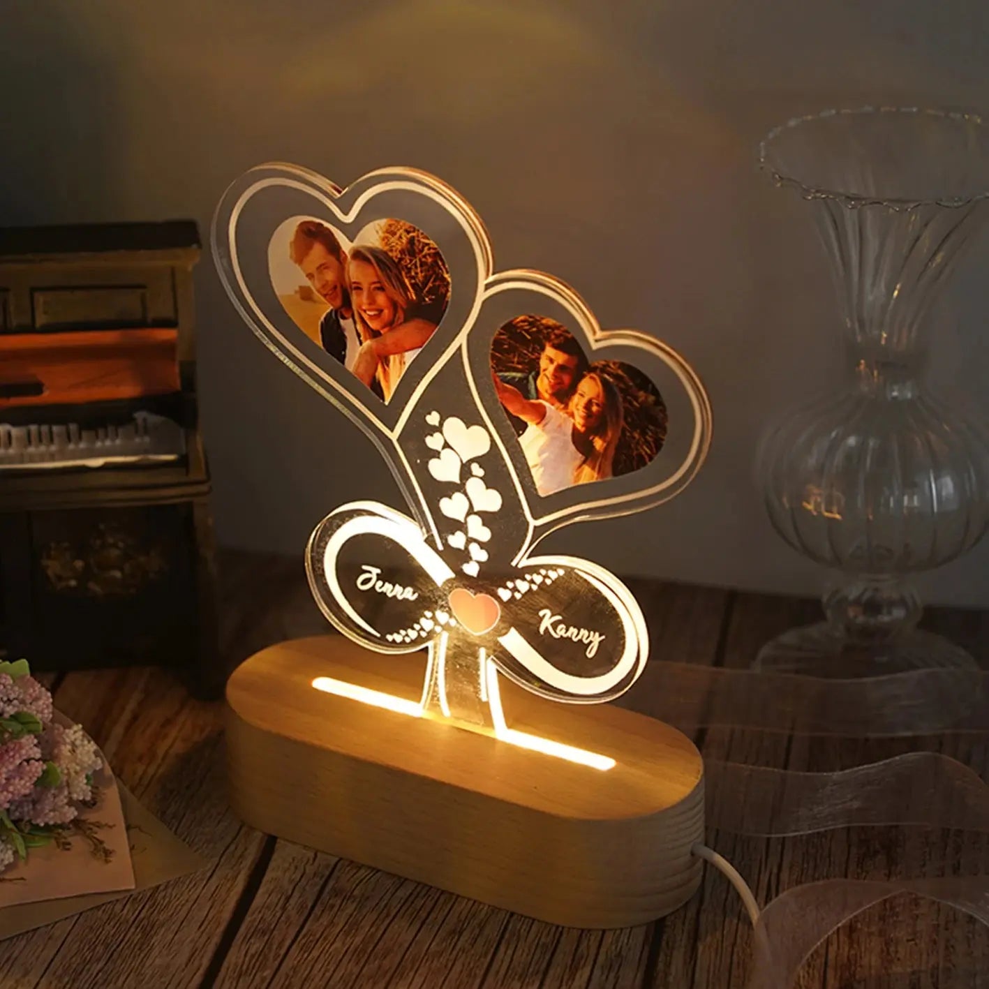 lampe 3d photo personnalisee gravure led