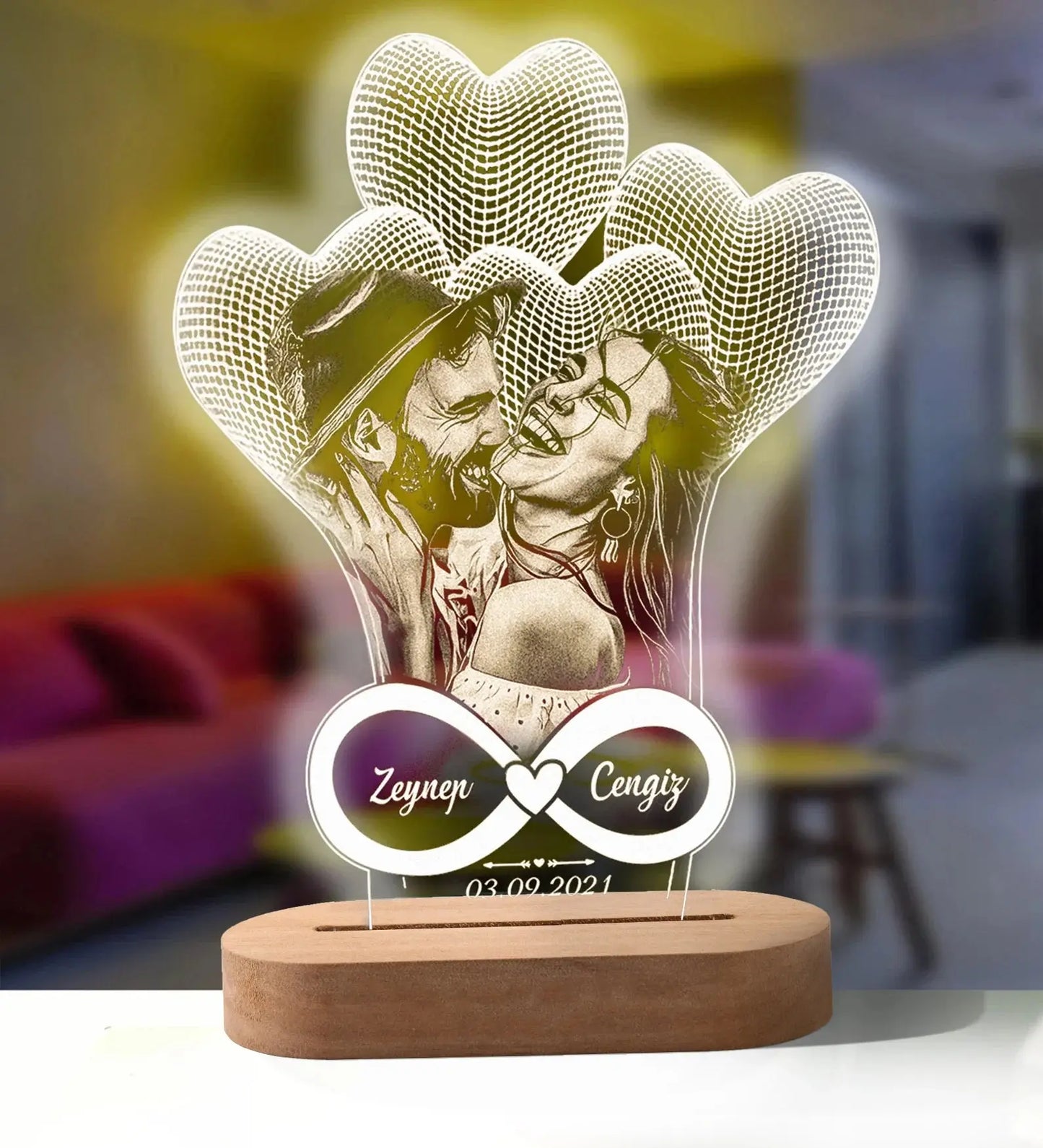 lampe photo 3d personnalisee avec texte
