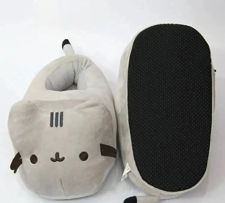 Pantoufles de chat entièrement recouvertes de dessin animé pour hommes et femmes, toboggans d'hiver chauds, chaussures de chambre Anime, doux, peluche, beurre, intérieur, mignon, usage domestique Ma boutique