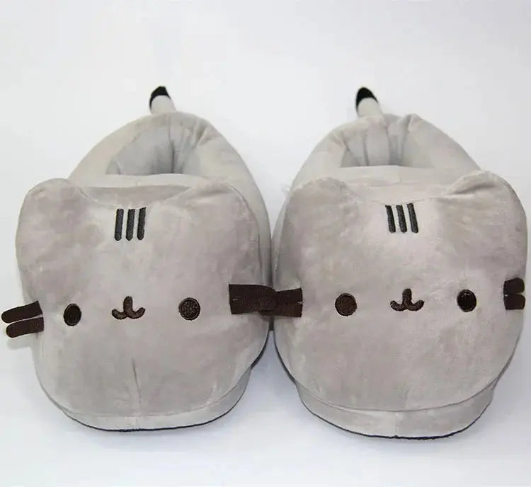 Pantoufles de chat entièrement recouvertes de dessin animé pour hommes et femmes, toboggans d'hiver chauds, chaussures de chambre Anime, doux, peluche, beurre, intérieur, mignon, usage domestique