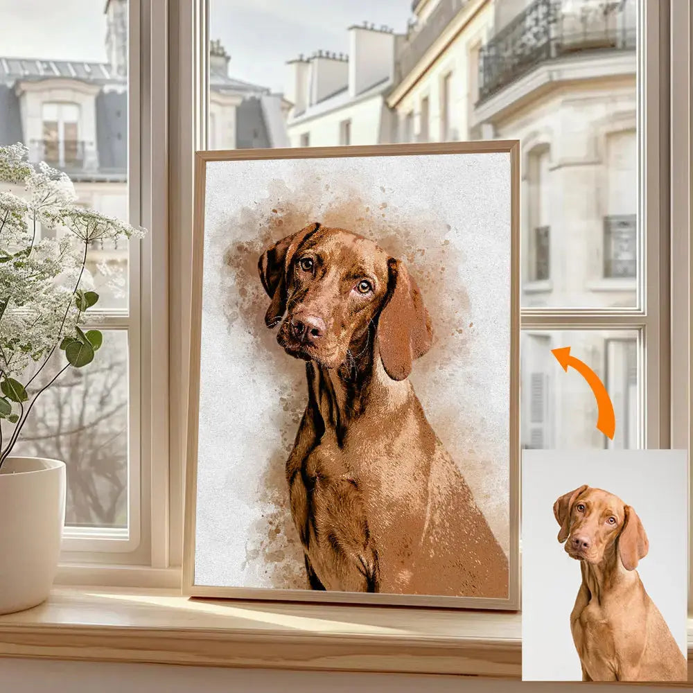 Cadeau commémoratif pour animaux de compagnie Portrait personnalisé - Toile personnalisée pour chien et chat de photo - Art aquarelle pont arc-en-ciel Ma boutique