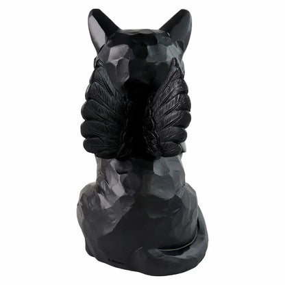 Statue de jardin commémorative d'ange chat noir personnalisé avec caractéristiques d'urne funéraire, 7.4 po (H) Ma boutique
